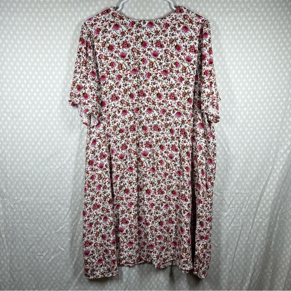 Old Navy Pink Floral Button Front Crepe Short Sleeve Dress - Picture 6 of 6